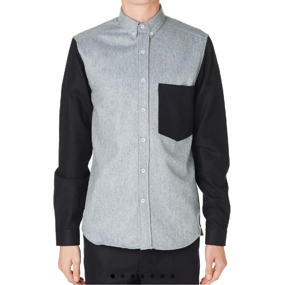 Ami Paris Wool Button Down Contrast Shirt